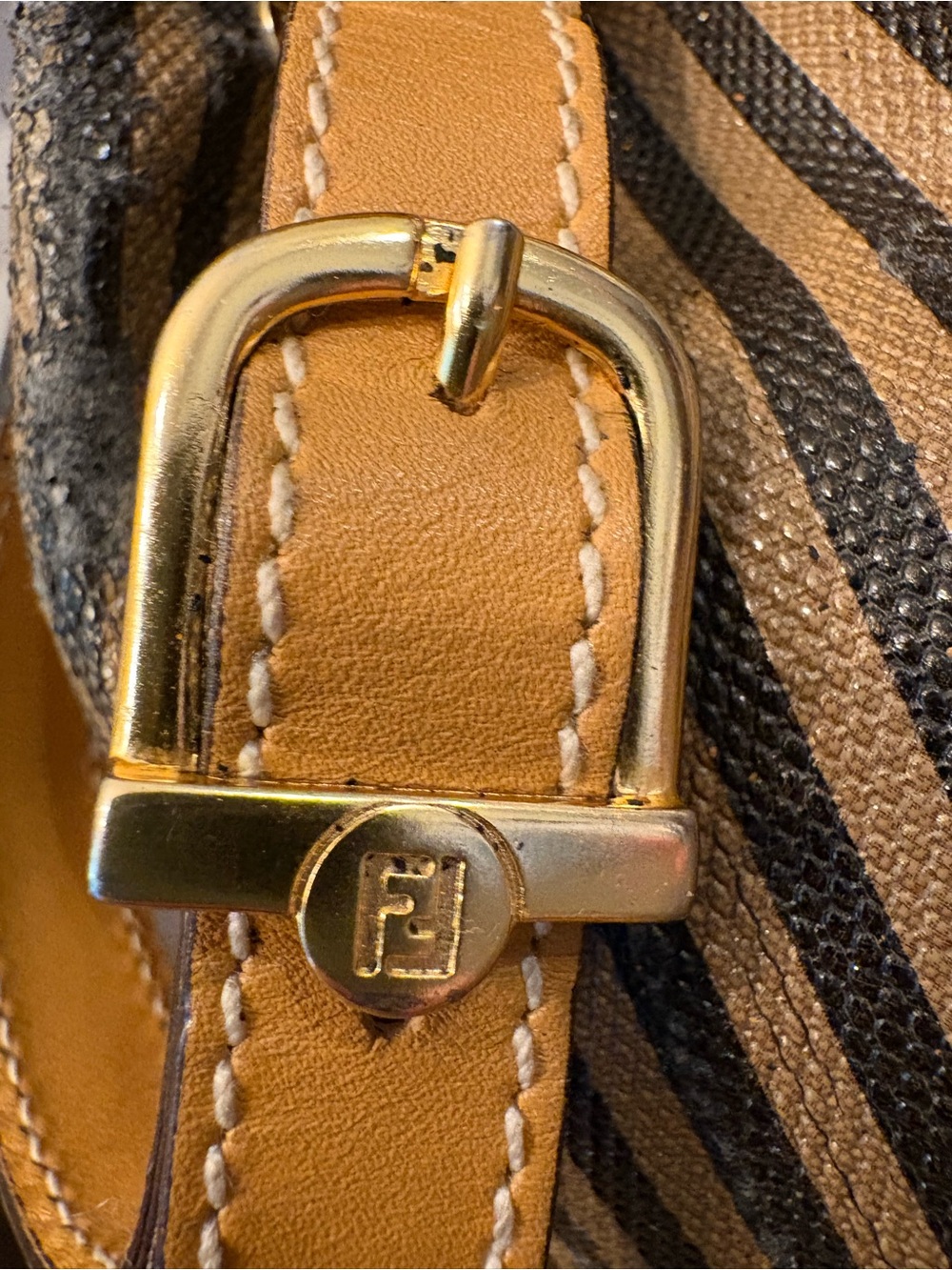 Vintage Fendi Pequin Stripe Bucket Bag Crossbody | Italy 1925 | Rare Vintage - Picture 3 of 14